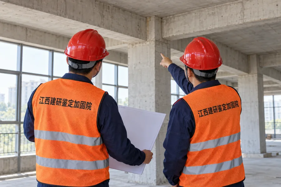 技术人员在建筑现场进行技术沟通