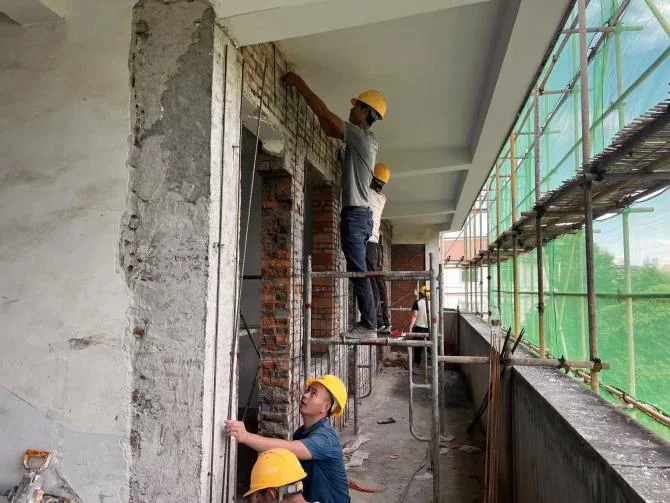 建筑加固方案:砖柱加大截面钢筋绑扎