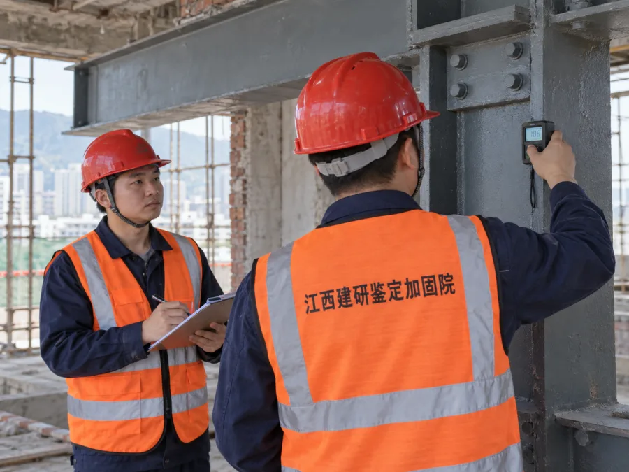 改造现场钢结构连接和保护层检测