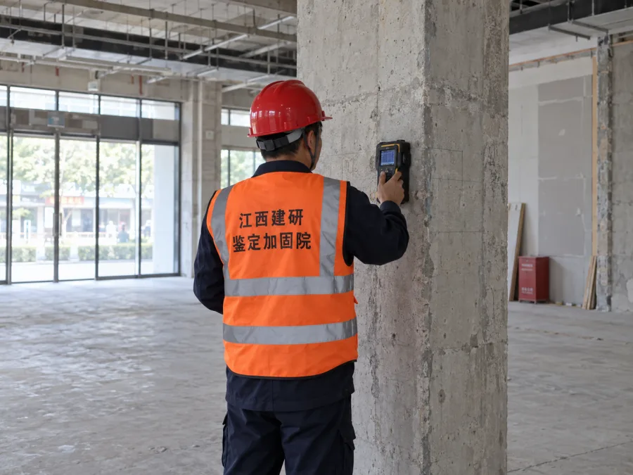经营场所改造前混凝土柱钢筋配置检测示意
