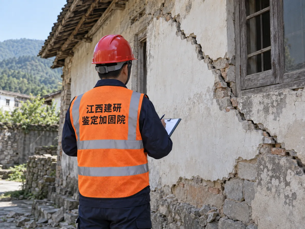 地震后砌体房屋墙体损伤现场排查示意